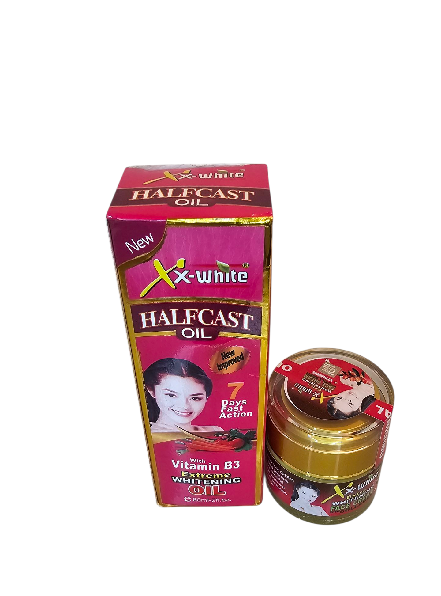 X-White Halfcast Oil & Face Cream with Vitamin B3 - Extreme Whitening Formula for 7 Days Fast Action