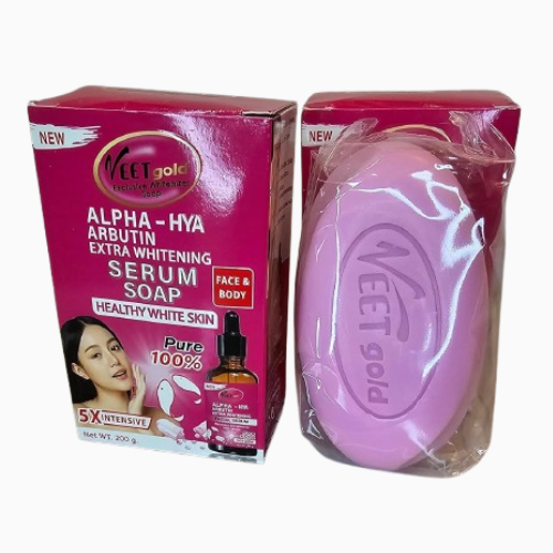 VEETGOLD ALPHA - HYA ARBUTIN Extra Whitening Serum Soap for Glowing Skin
