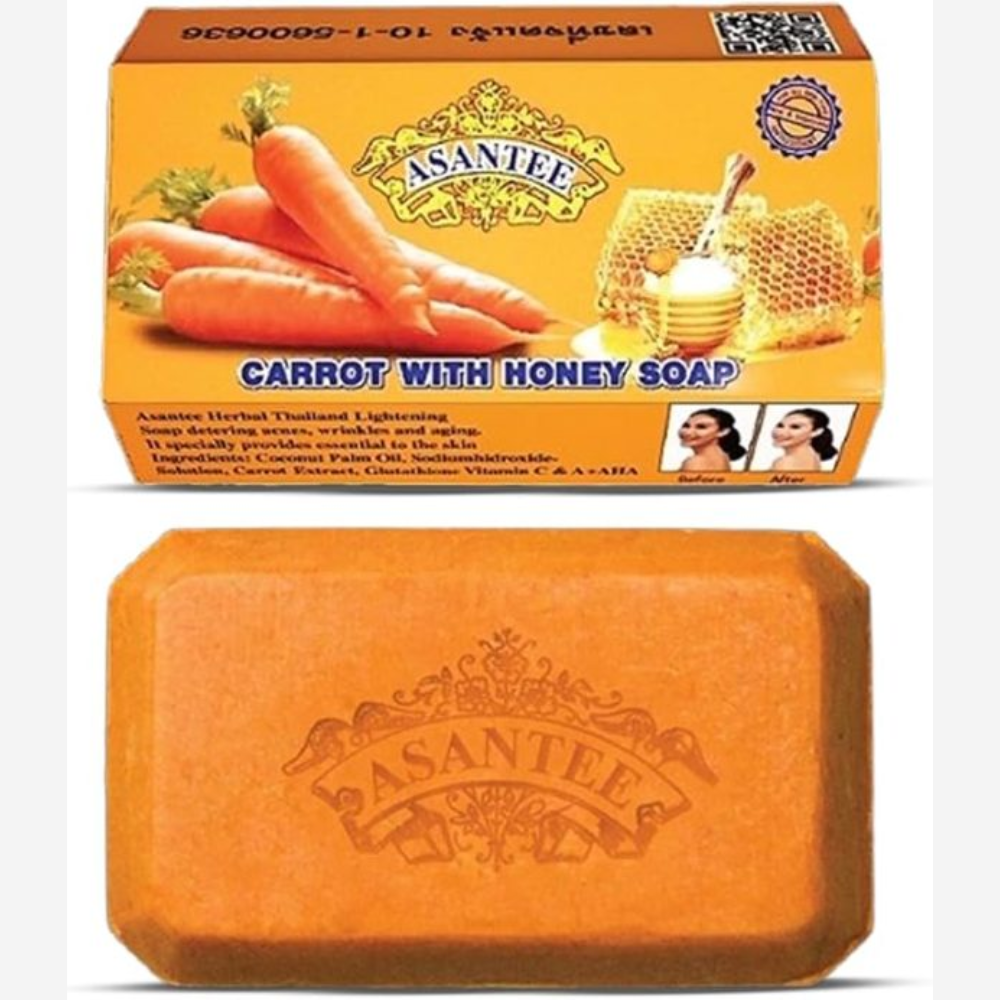 2X Asantee Carrot and Honey Soap - Natural Skin Brightening and Moisturizing Soap Bar