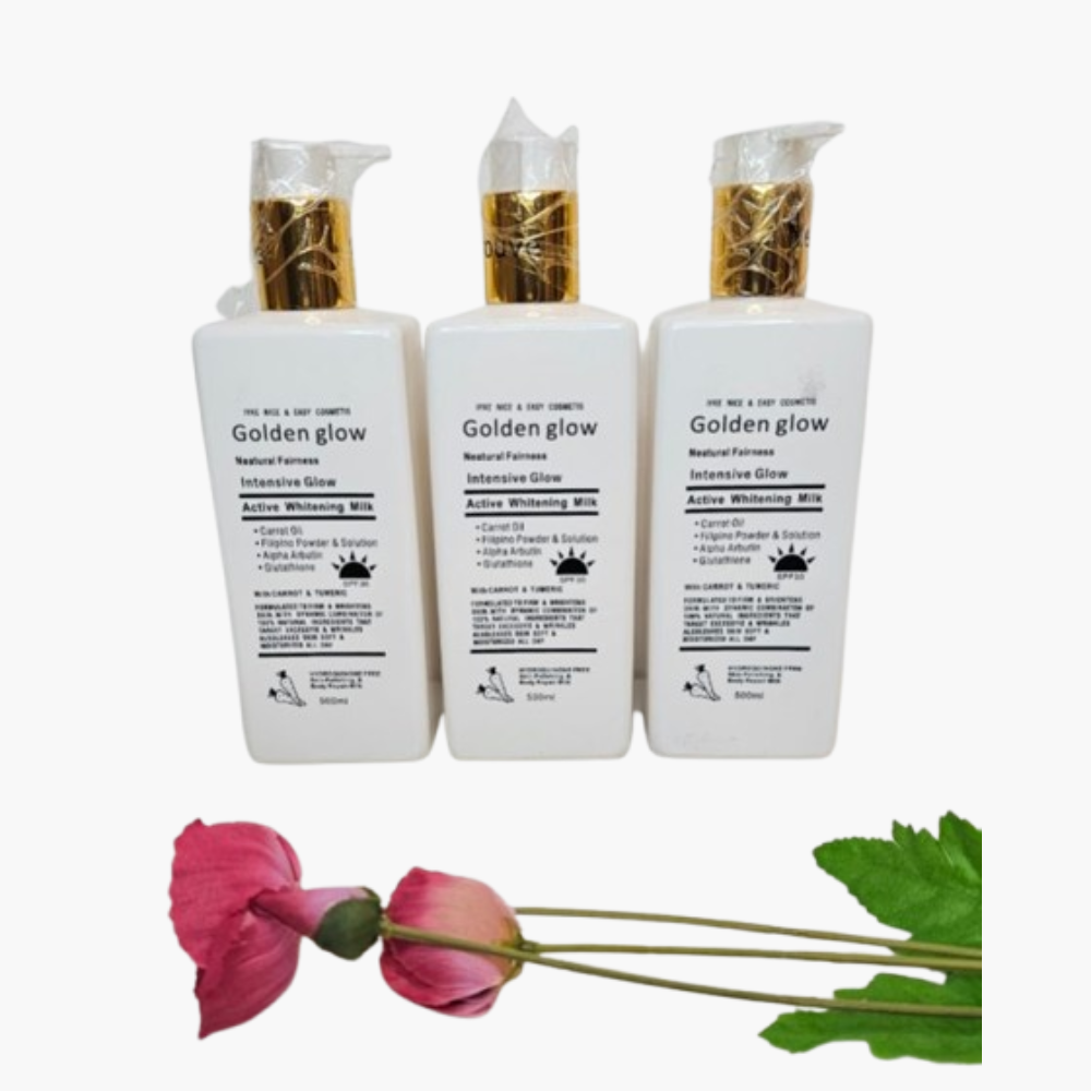 Golden Glow Body Milk Lotion with Carrot Oil, Filipino Powder, Alpha Arbutin, and Turmeric