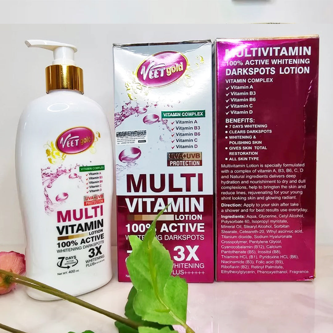 VEETGOLD SUPER VITAMIN C, WHITENING SKIN BOOSTER, PAPAYA & TURMERIC 400ML LOTION - VEETGOLD MULTI VITAMIN WHITENING DARK SPOTS