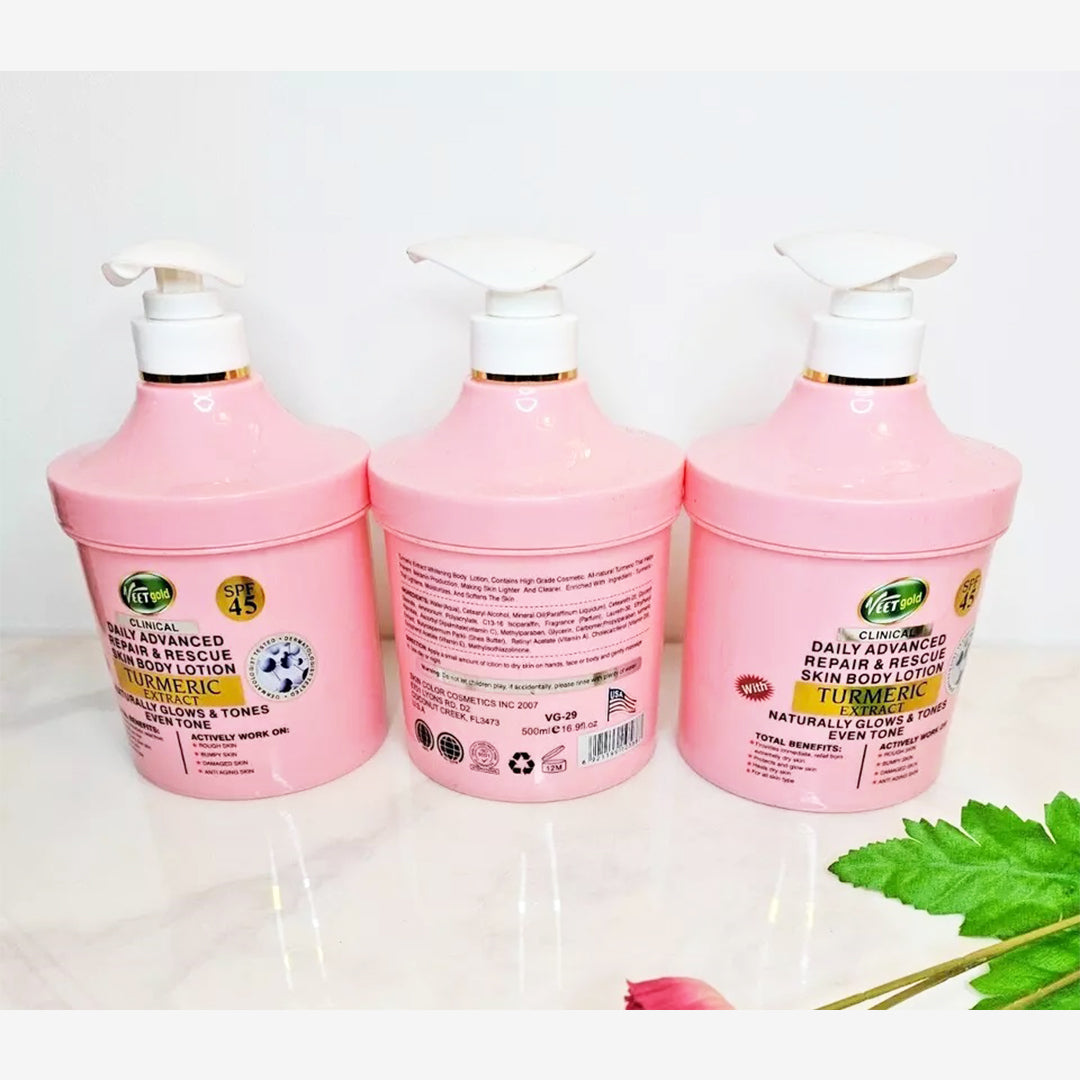 VEETGOLD SUPER VITAMIN C, WHITENING SKIN BOOSTER, PAPAYA & TURMERIC 400ML LOTION - VEETGOLD TURMERIC NATURALLY GLOWS &amp; TONES EVENTONE