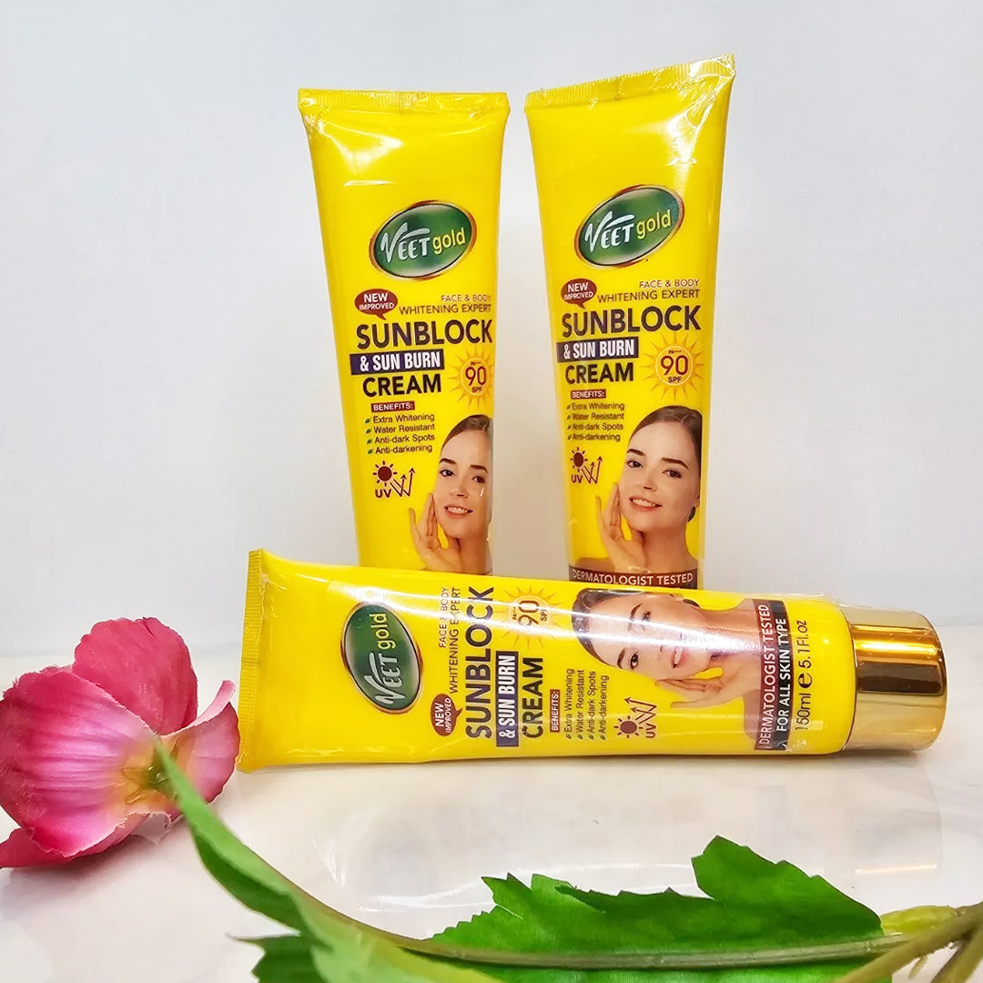 Veetgold sunblock and sun burn cream